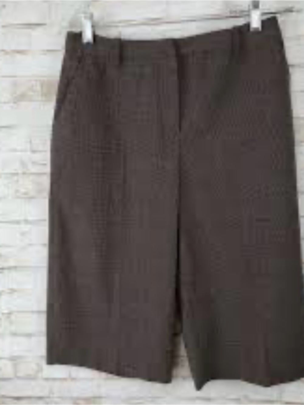 Y2K East 5th Brown Plaid Glen Pattern Knee Length Capris.